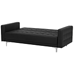 Living Room Set Black Faux Leather Tufted 3 Seater Sofa Bed 2 Reclining Armchairs Modern 3-piece Suite Beliani