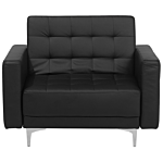 Living Room Set Black Faux Leather Tufted 3 Seater Sofa Bed 2 Reclining Armchairs Modern 3-piece Suite Beliani