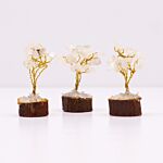 Mini Gemstone Tree On Wood Base - Rock Quartz (15 Stones)