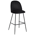 Set Of 2 Bar Chairs Black Velvet Upholstery Black Steel Frame Counter Height Seat Dining Room Furniture Glam Design Beliani