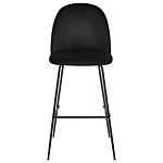 Set Of 2 Bar Chairs Black Velvet Upholstery Black Steel Frame Counter Height Seat Dining Room Furniture Glam Design Beliani