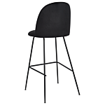 Set Of 2 Bar Chairs Black Velvet Upholstery Black Steel Frame Counter Height Seat Dining Room Furniture Glam Design Beliani