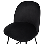 Set Of 2 Bar Chairs Black Velvet Upholstery Black Steel Frame Counter Height Seat Dining Room Furniture Glam Design Beliani