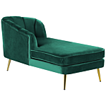 Chaise Lounge Emerald Green Velvet Upholstery Gold Metal Legs Right Hand Beliani