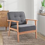 Homcom Minimalistic Wooden Frame Accent Chair, With Padded Seat - Dark Grey