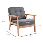 Homcom Minimalistic Wooden Frame Accent Chair, With Padded Seat - Dark Grey