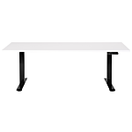 Electrically Adjustable Desk White Tabletop Black Steel Frame 180 X 72 Cm Sit And Stand Square Feet Modern Design Beliani