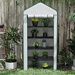 Outsunny 5 Tier Widened Mini Greenhouse W/ Reinforced Pe Cover, Portable Green House W/ Roll-up Door & Wire Shelves, 193h X 90w X 49dcm, White