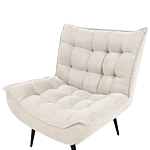 Armchair Light Beige Armless Accent Leisure Chair Armless Tufting Metal Iron Black Legs Living Room Bedroom Modern Beliani