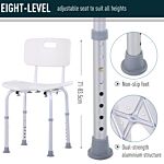 Homcom 8-level Height Adjustable Bath Stool Spa Shower Chair Aluminum W/ Non-slip Feet And Handle, Load Capacity 136kg