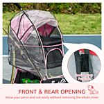 Pawhut Detachable Pet Stroller With Rain Cover, 3 In 1 Cat Dog Pushchair, Foldable Carrying Bag W/ Universal Wheels, Brake, Canopy, Basket