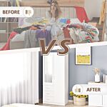 Homcom Modern Mirror Wardrobe 2 Door Storage Cupboards Home Storage Organisation Furniture With Adjustable Shelf, 3 Drawers, 80w X 50d X 180hcm-whit