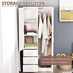 Homcom Modern Mirror Wardrobe 2 Door Storage Cupboards Home Storage Organisation Furniture With Adjustable Shelf, 3 Drawers, 80w X 50d X 180hcm-whit