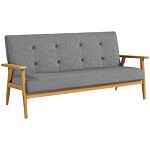 Homcom Modern 2-seat Sofa Linen Fabric Upholstery Tufted Couch With Rubberwood Legs Dark Grey