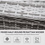 Outsunny 6-seater Outdoor Rattan Wicker Sofa Set Half Round Patio Conversation Furniture Set W/ Cushions Grey