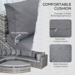 Outsunny 6-seater Outdoor Rattan Wicker Sofa Set Half Round Patio Conversation Furniture Set W/ Cushions Grey