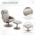 Homcom Adjustable Pu Leather Recliner Swivel Executive Reclining Chair High Back Armchair Lounge Seat With Footrest Stool