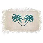 Linen Cushion 30x50cm Palm Tree With Fringe