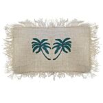 Linen Cushion 30x50cm Palm Tree With Fringe