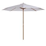 Outsunny 3(m) Fir Wooden Parasol Garden Umbrellas 8 Ribs Bamboo Sun Shade Patio Outdoor Umbrella Canopy, Cream White