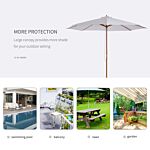 Outsunny 3(m) Fir Wooden Parasol Garden Umbrellas 8 Ribs Bamboo Sun Shade Patio Outdoor Umbrella Canopy, Cream White