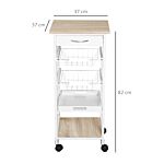 Homcom Mobile Rolling Kitchen Island Trolley For Living Room, Serving Cart With Drawer & Basket, White