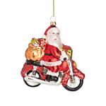 Santa On A Motorbike Shaped Bauble