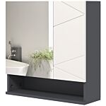 Kleankin Bathroom Mirror Cabinet, Wall Mounted Bathroom Storage Cupboard With Adjustable Shelves, 55w X 17d X 55hcm, Light Grey