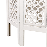 Side Table White With Carved Pattern Distressed Effect Living Room Hallway Rustic Oriental Beliani