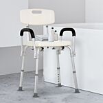Homcom Adjustable Shower Chair, Shower Seat, Portable Medical Stool With Adjustable Back And Armrest For Mobility