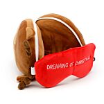 Christmas Reindeer Relaxeazzz Plush Round Travel Pillow & Eye Mask Set