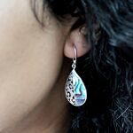 Shell & Silver Earrings - Flowers - Abalone