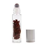 Gemstone Essential Oil Roller Bottle - Red Jasper - Silver Cap