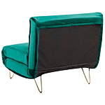 Small Sofa Bed Dark Green Velvet 1 Seater Fold-out Sleeper Armless With Cushion Metal Gold Legs Glamour Beliani