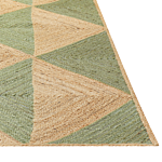 Area Rug Beige And Green Jute 160 X 230 Cm Braided Handmade Natural Boho Style Textile Beliani