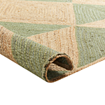 Area Rug Beige And Green Jute 160 X 230 Cm Braided Handmade Natural Boho Style Textile Beliani