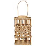 Lantern Natural Bamboo Wood 39 Cm With Glass Candle Holder Boho Style Indoor Beliani