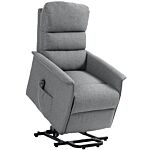 Homcom Electric Power Lift Recliner Chair With Spring Pack Seat, Fabric Recliner Armchair For Elderly With Footrest, Remote, Side Pockets, Reclining Chair For Living Room, Grey