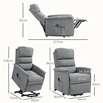 Homcom Electric Power Lift Recliner Chair With Spring Pack Seat, Fabric Recliner Armchair For Elderly With Footrest, Remote, Side Pockets, Reclining Chair For Living Room, Grey
