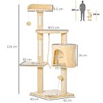 Pawhut Cat Tree House, 114h Cm-beige