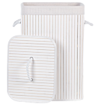 Storage Basket White Bamboo With Lid Laundry Bin Boho Practical Accessories Beliani