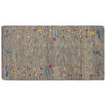 Area Rug Grey 80 X 150 Cm Rectangular Multicolour Geometric Pattern Hand Tufted Boho Style Living Room Bedroom Kids Room Beliani