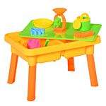 Homcom Sand And Water Table Beach Toy Set 2 In 1 Outdoor Activities Playset For Kids With Lid And Accessories Double Compartment Sandpit Sandbox