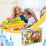 Homcom Sand And Water Table Beach Toy Set 2 In 1 Outdoor Activities Playset For Kids With Lid And Accessories Double Compartment Sandpit Sandbox