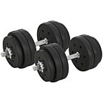 Dumbbells Set Hand Weight 30kg Adjustable Barbell Weight Lifting Equipment By Homcom