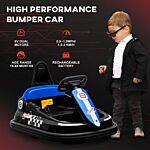 Homcom Electric Kids Bumper Car, 6v 360-degree Rotation Waltzer Car, Battery Powered Ride On Car W/ 2 Speeds, Music, Gift For 18-48 Months, Black