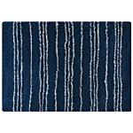 Shaggy Area Rug Blue And White Polypropylene 160 X 230 Cm Modern Striped Pattern Living Room Accessories Beliani