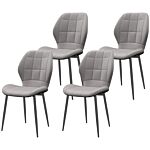 Homcom Set Of Four Flannel Relaxed Tub Dining Chairs - Light Blue