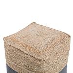 Pouf Ottoman Grey Jute Eps Beads Filling Square 44 X 44 Cm Boho Style Beliani