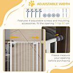 Pawhut Extra Tall Pet Gate, Indoor Dog Safety Gate, With Cat Flap, Auto Close, 74-80cm Wide - White